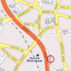 North Walsham mattressman map