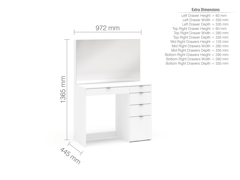 Ava 5 Drawer Dressing Table and Mirror - image 10