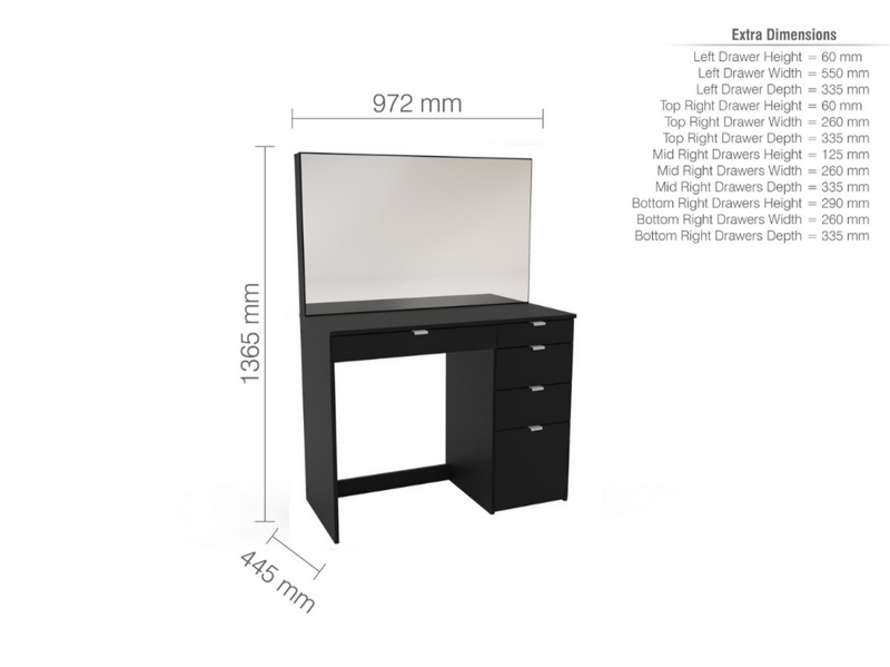 Ava 5 Drawer Dressing Table and Mirror - image 8