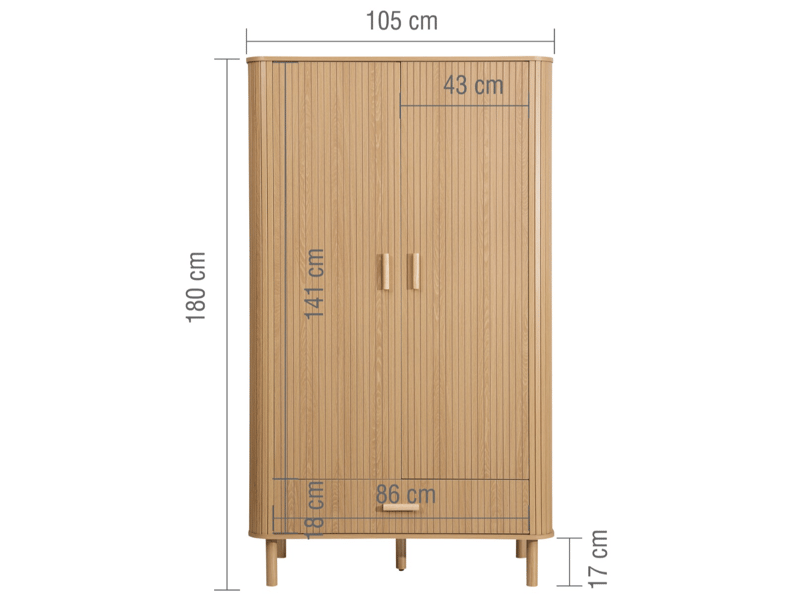 Axel 2 Door 1 Drawer Wardrobe - image 11
