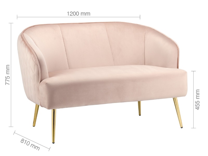 Bella 2 Seater Sofa Blush Pink - image 11
