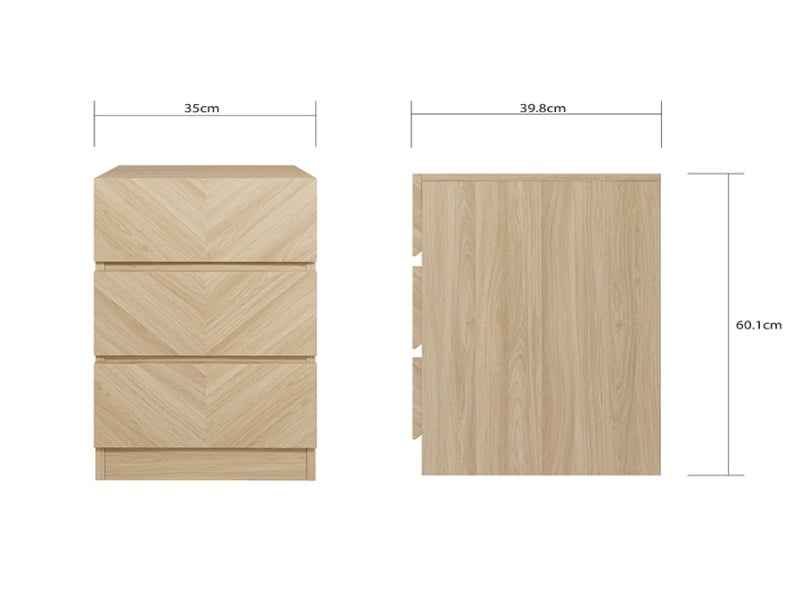 Catania 3 Drawer Bedside - image 3