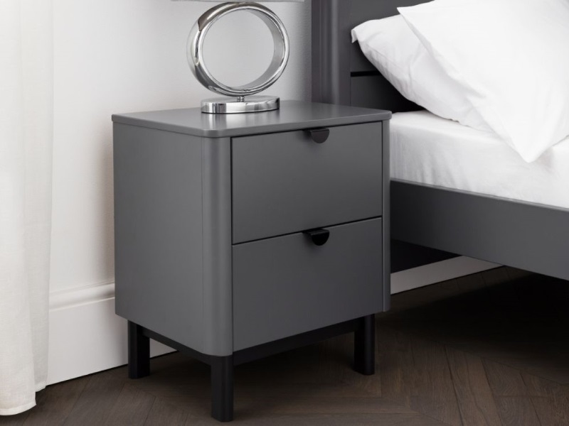 Chloe 2 Drawer Bedside - Storm Grey Lacquer - image 1