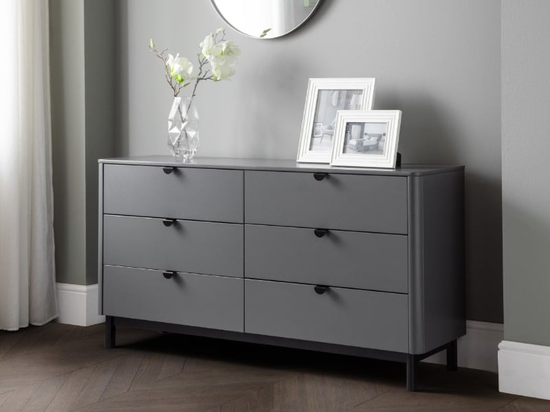 Chloe 6 Drawer Chest - Storm Grey Lacquer - image 1