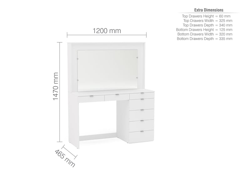 Chloe 7 Drawer Dressing Table & Mirror - image 10