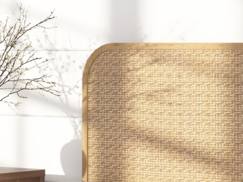 Clementine Oak and Rattan Bed - image 2