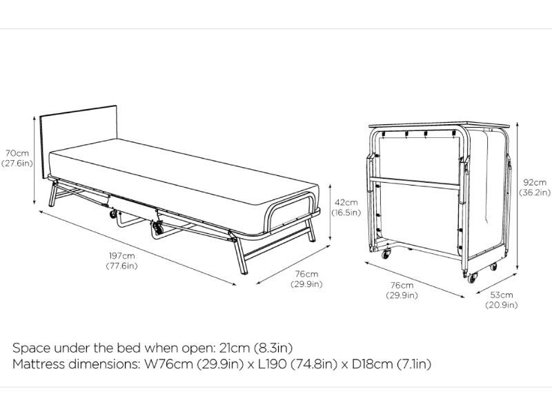 Crown Premier Folding Bed with Deep Sprung Mattress - image 7