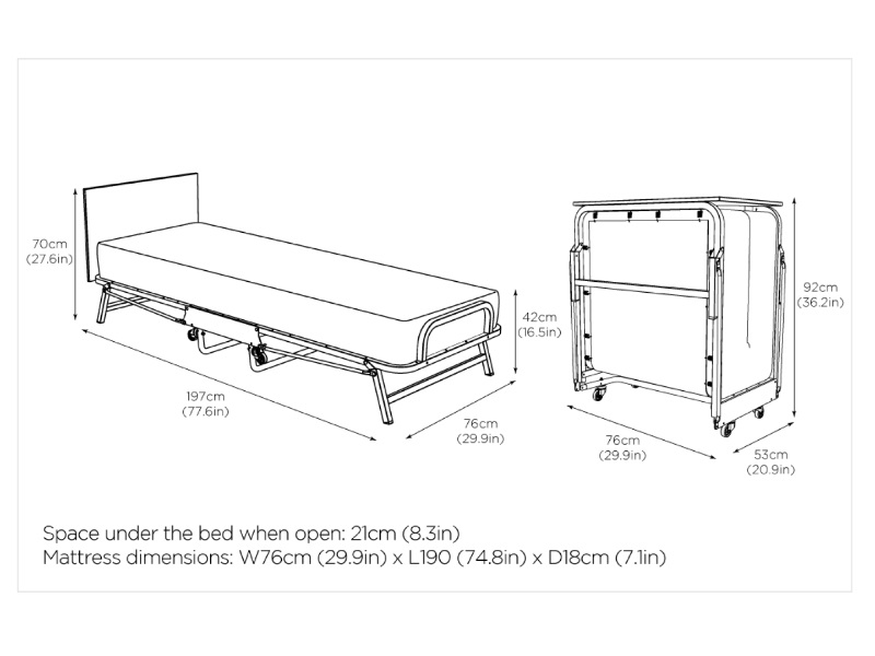 Crown Windermere Folding Bed with Waterproof Deep Sprung Mattress - image 5