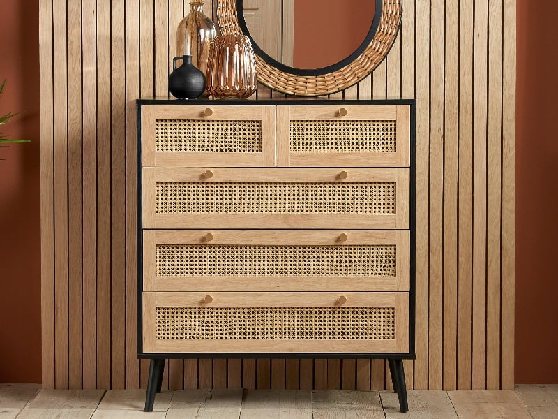 Croxley 5 Drawer Rattan Chest - image 1
