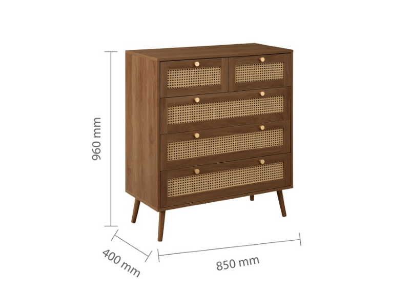 Birlea Croxley 5 Drawer Rattan Chest Drawer Chest - image 5