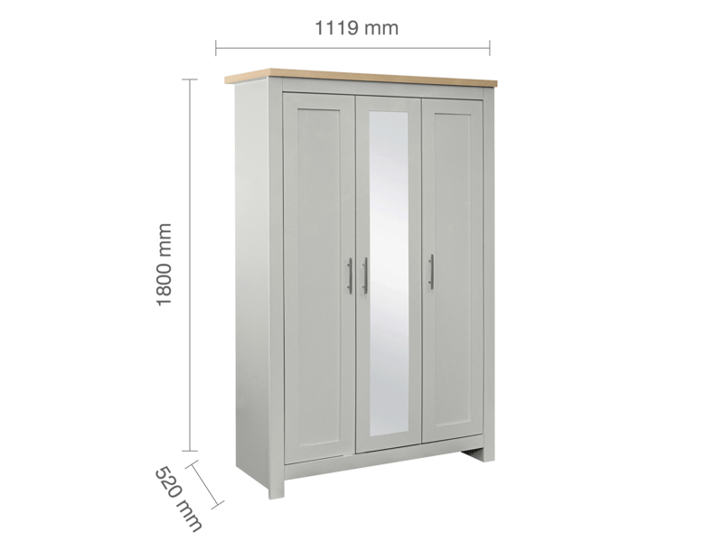 Highgate 3 Door Wardrobe with Mirror - image 7