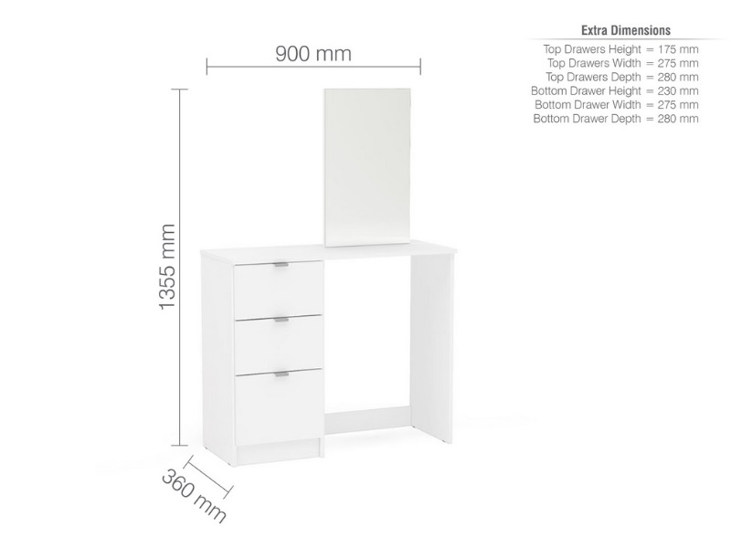 Madison 3 Drawer Dressing Table & Mirror - image 5