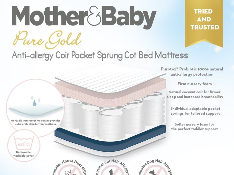 Mother&Baby Pure Gold Anti-Allergy Coir Pocket Sprung Cot Mattress - image 5