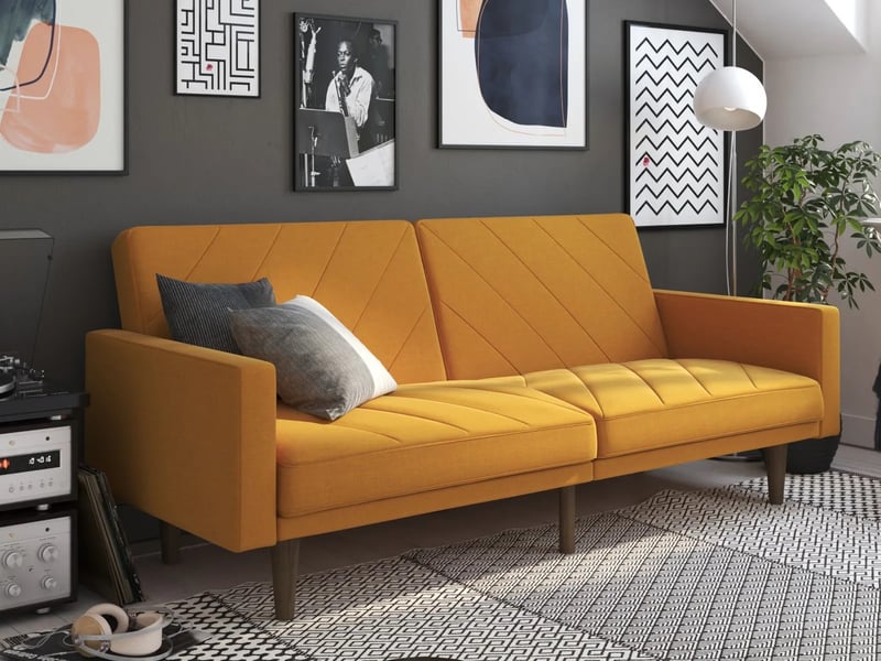 Paxson Linen Sofa Bed with Wooden Feet - image 1