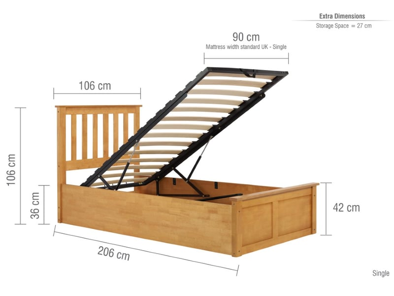 Birlea Phoenix Ottoman Oak Ottoman Bed - image 9