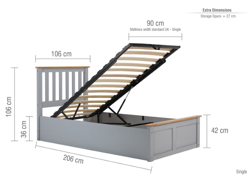 Birlea Phoenix Ottoman Stone Grey Ottoman Bed - image 8