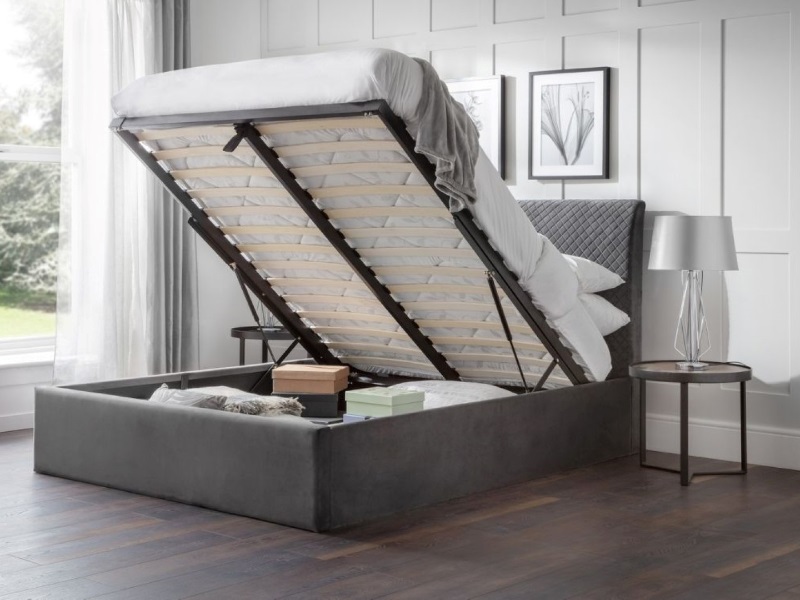 Sanderson Diamond Quilted Velvet Ottoman Bed