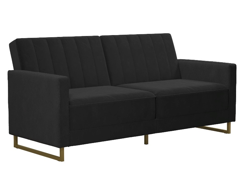 Skylar Velvet Sprung Seat Sofa Bed with Gold Sleigh Legs - image 1