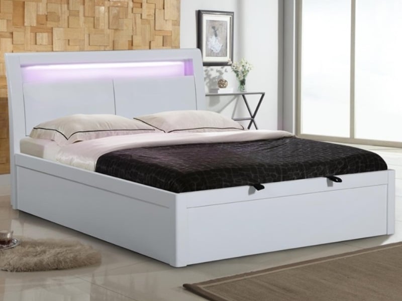 Tanya White High Gloss Storage Bed - image 1