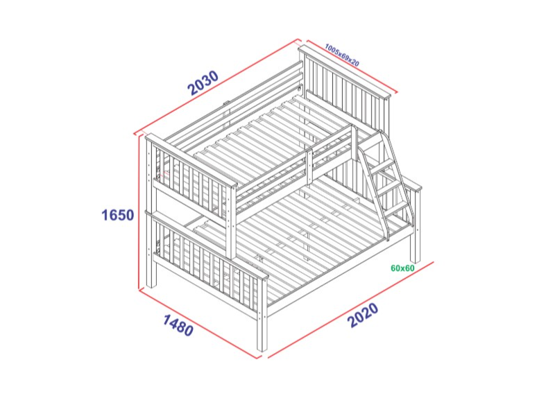 Traditional Solid Wood Triple Bunk Bed - image 9