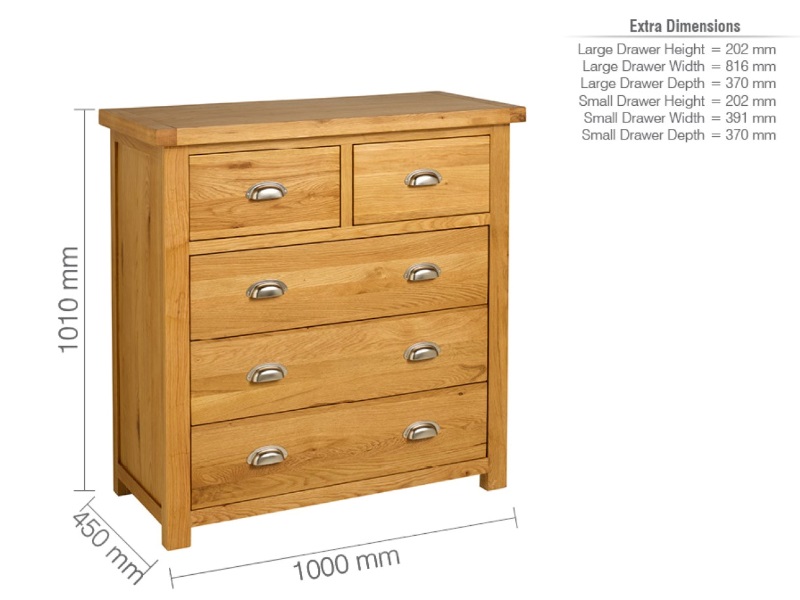 Woburn 3 plus 2 Drawer Chest Oak - image 3