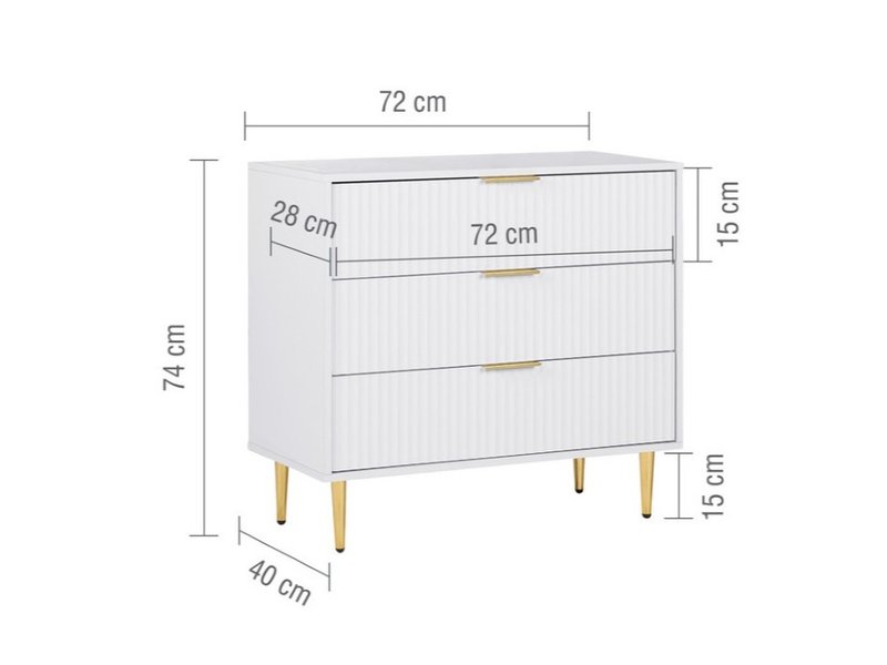Birlea Zara 3 Drawer Fluted Chest Drawer Chest - image 6