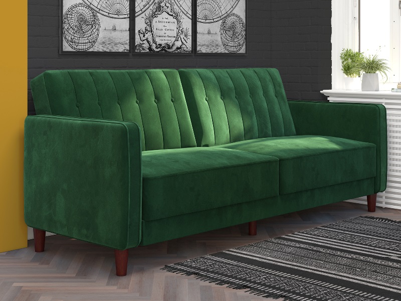 Dorel Pin Tufted Velvet Transitional Sofa Bed at Mattressman