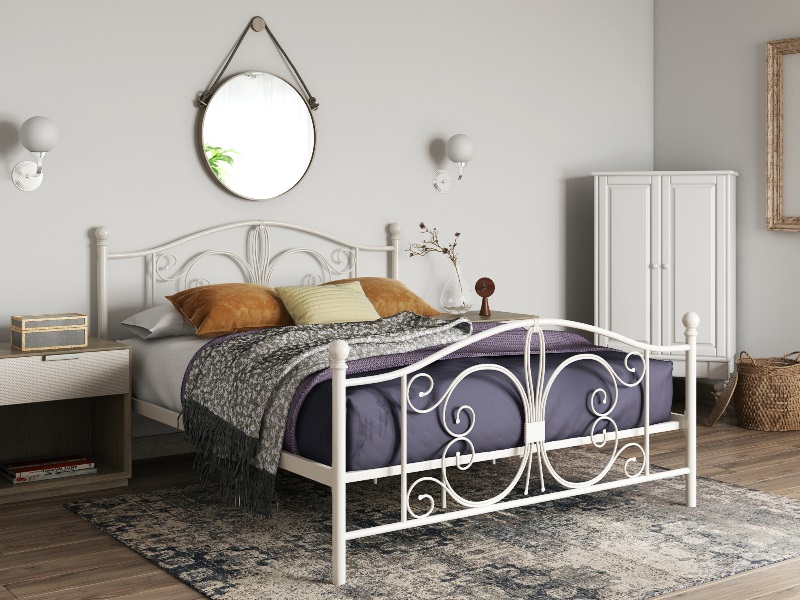 Dorel Bombay Metal Bed Double White Metal Bed thumbnail