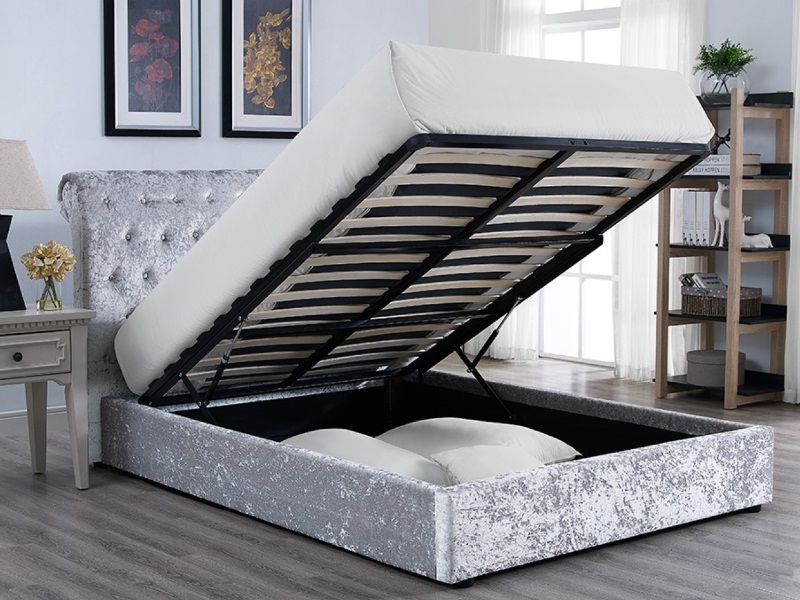 Silver cheap ottoman bed
