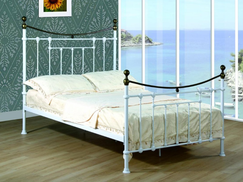 Heartlands Furniture Elizabeth Bed White and Antique Brass at Mattressman