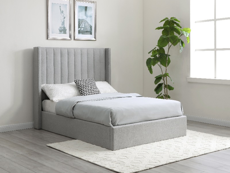 Furniture Express Enrique Double Grey Faux Wool Ottoman Bed thumbnail