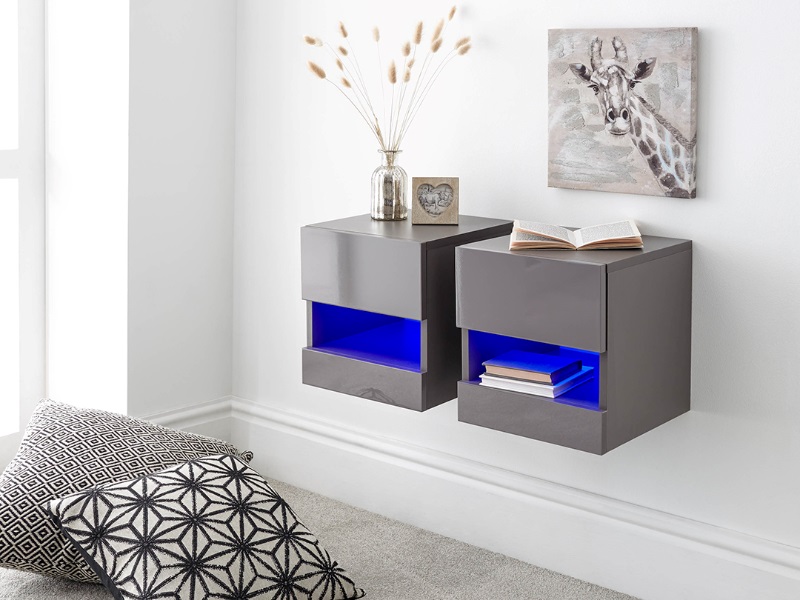 GFW Galicia Wall Mounted Bedside Tables (Pair) Bedside Chest at Mattressman