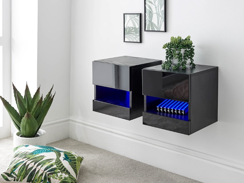 GFW Galicia Wall Mounted Bedside Tables (Pair) Bedside Chest at Mattressman