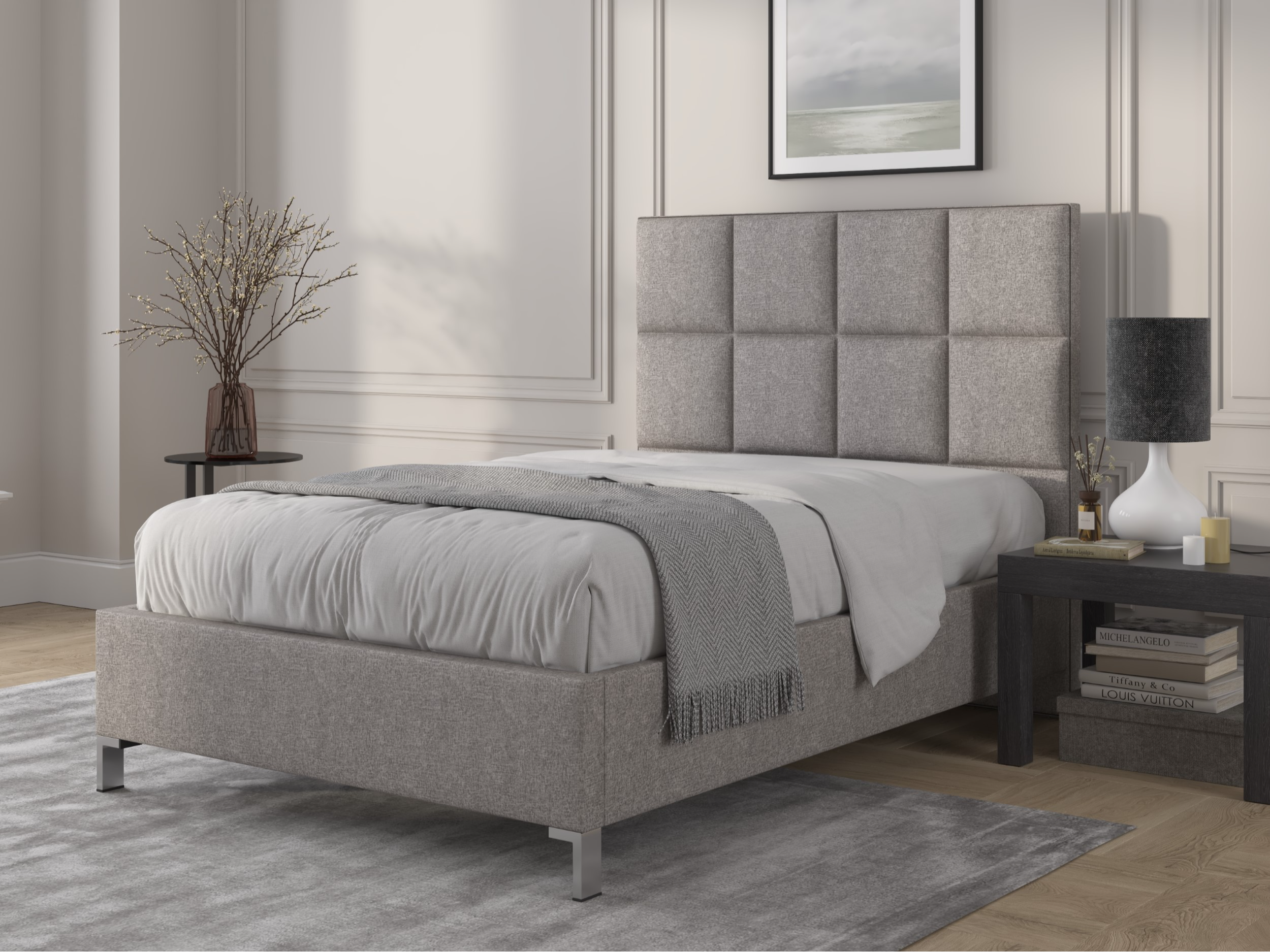 British Bed Company Harrison Double Naples Grey Fabric Bed thumbnail