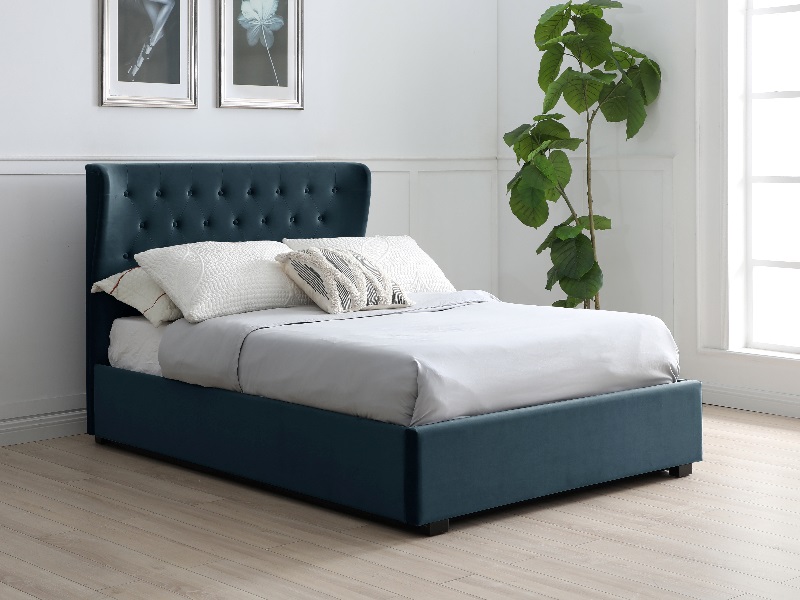 Furniture Express Keira Super King Ink Velvet Ottoman Bed thumbnail
