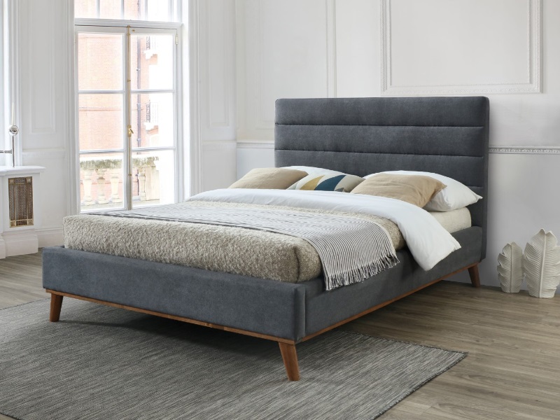 Time Living Mayfair Double Dark Grey Fabric Bed thumbnail