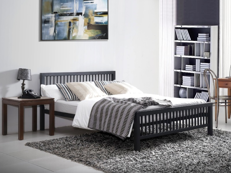 Time Living Meridian Double Black Metal Bed thumbnail