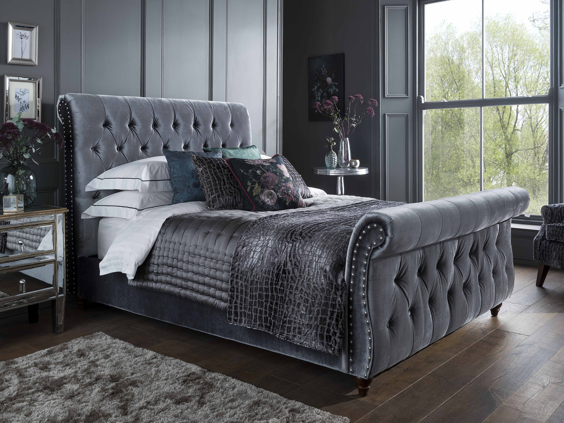 Flintshire Furniture Montana Double Titanium Grey Fabric Bed thumbnail
