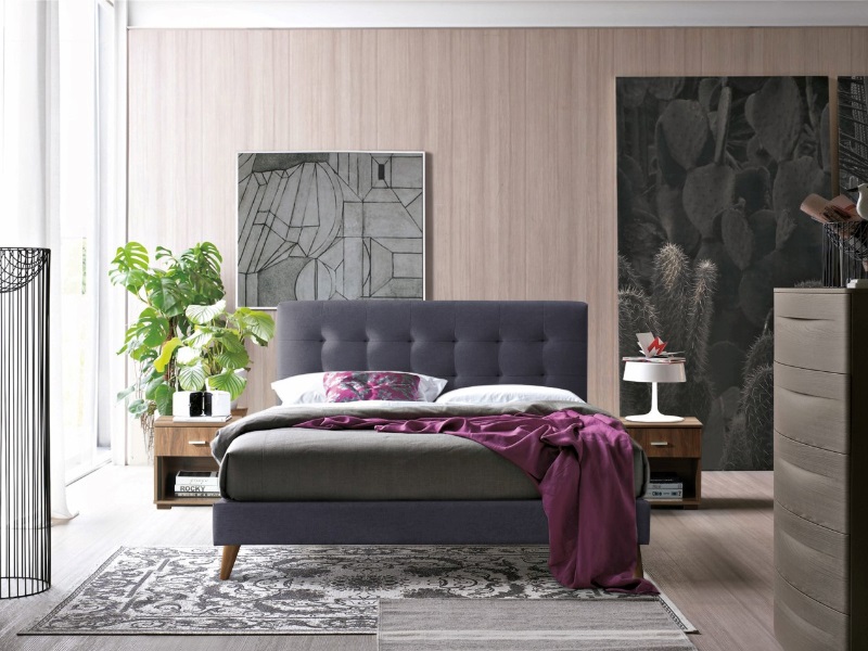 Time Living Novara King Size Dark Grey Fabric Bed thumbnail