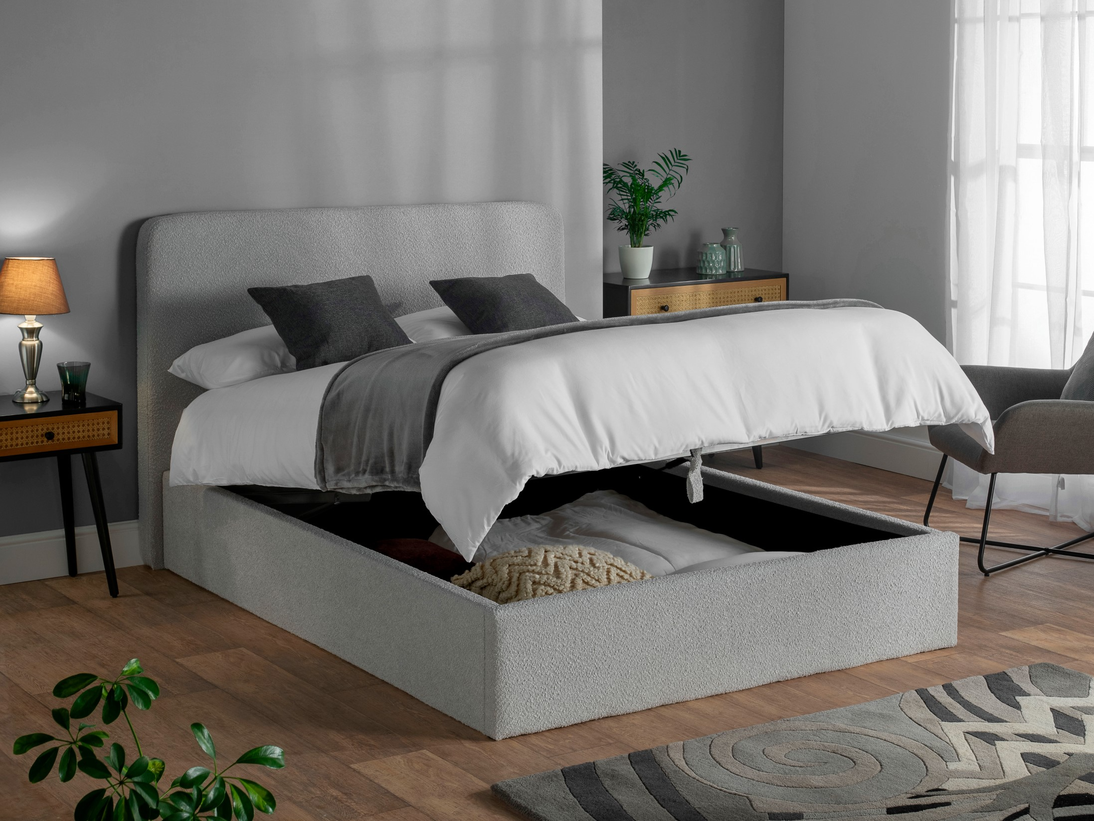 Snuggle Beds Olivia Double Olivia Dark Grey Ottoman Bed thumbnail