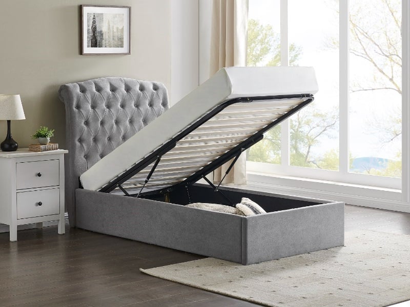 Click to view product details and reviews for Limelight Rosa Storage Single Light Grey Ottoman Bed. Click to view product details and reviews for Limelight Rosa Storage Single Light Grey Ottoman Bed.