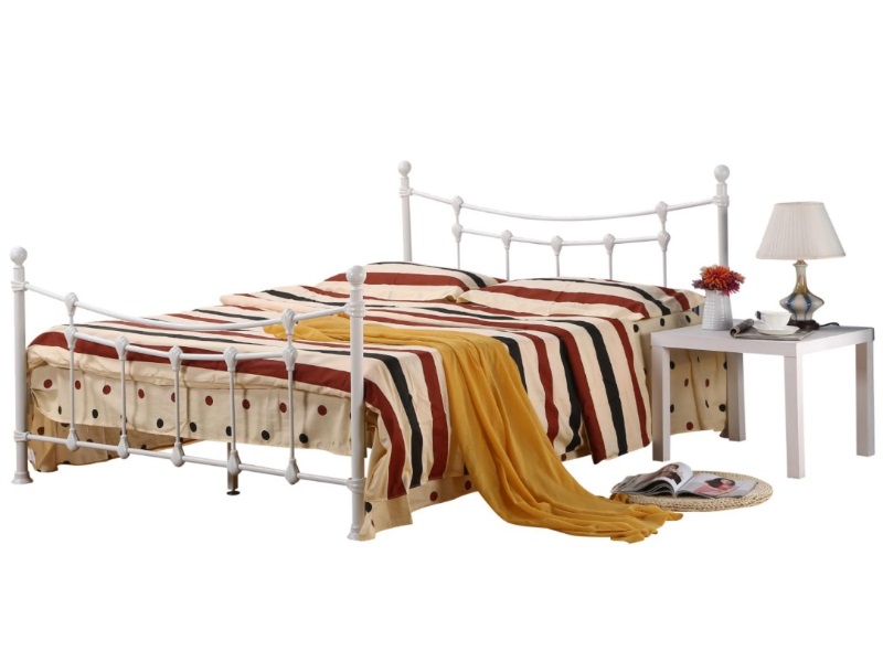 Heartlands Furniture Surrey Bed King Size White Metal Bed thumbnail