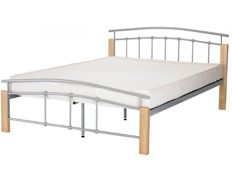 Heartlands Furniture Tetras Silver & Beech King Size Metal Bed thumbnail