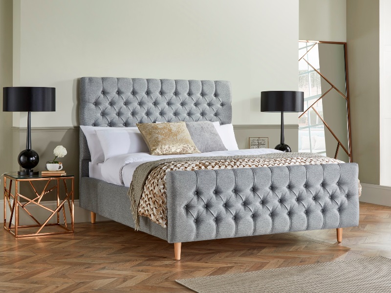 British Bed Company Buttercup High Foot End Fabric Bed at Mattressman