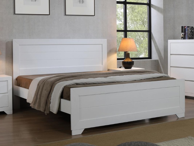 Heartlands Furniture Zircon Double White Wooden Bed thumbnail