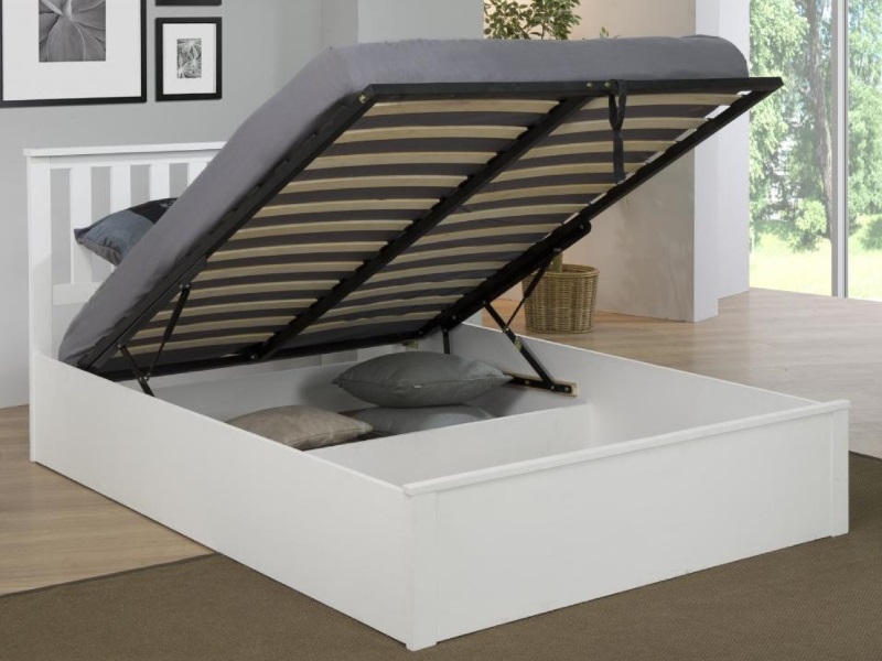 Heartlands Furniture Zoe King Size White Ottoman Bed thumbnail